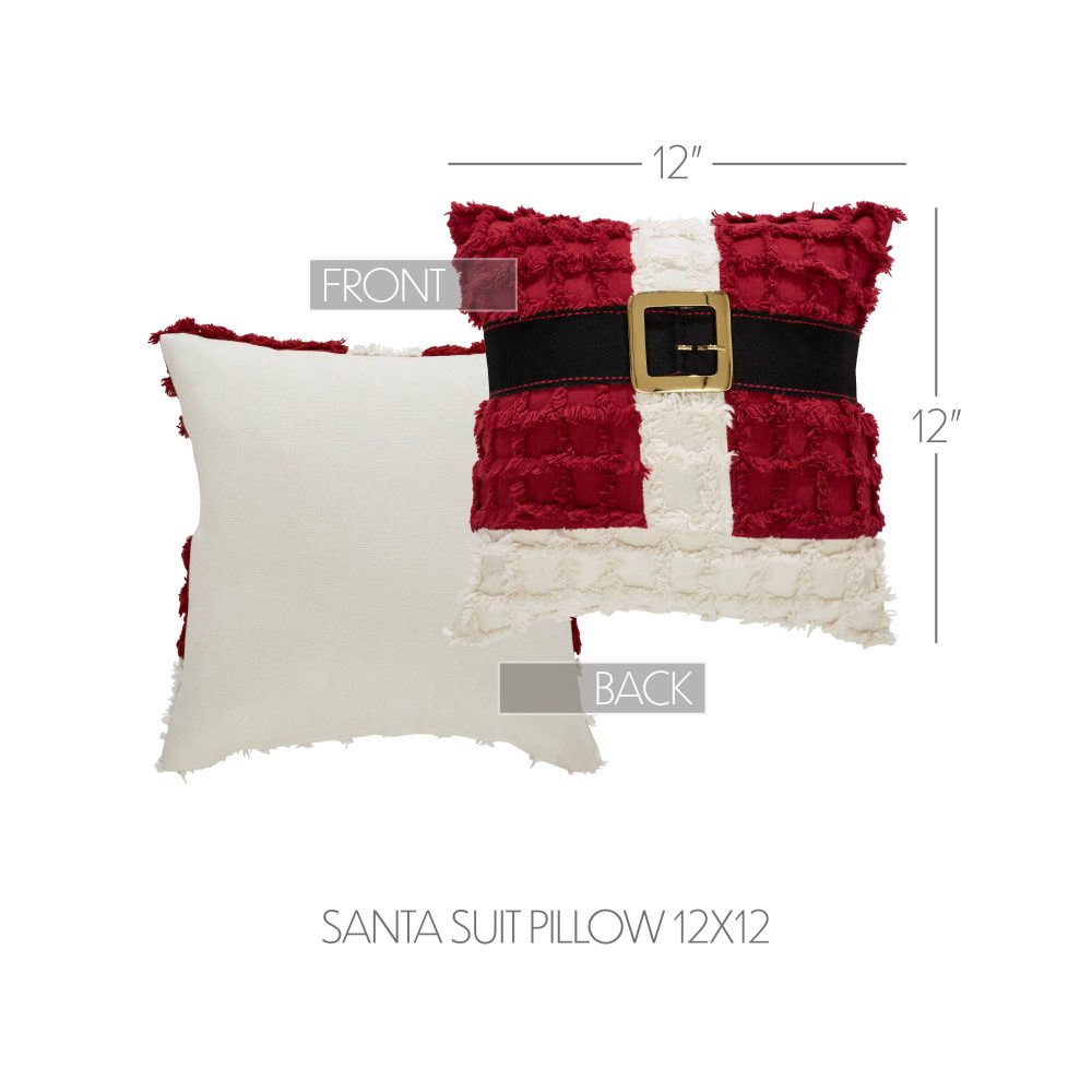 Kringle Chenille Santa Suit Pillow 12x12 - Image 4