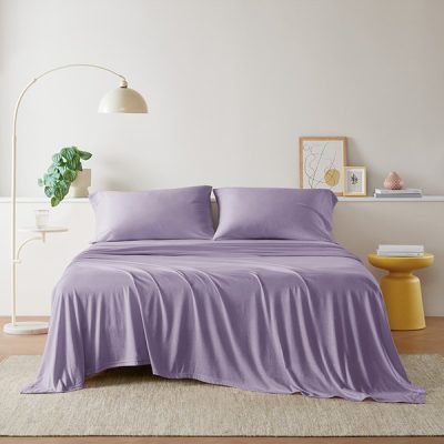 Intelligent Design Cotton Blend Jersey Knit All Season Sheet Set in Purple, Twin XL ID20-704