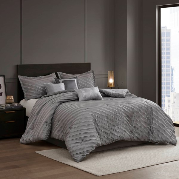 Madison Park Riva Comforter Set in Grey, Cal King MP10-8696