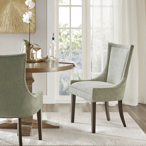 Madison Park Signature Ultra Upholstered Dining Side Chairs with wood legs (Set of 2) in Light Green Multi, Set of 2 MPS108-0296 - Image 7