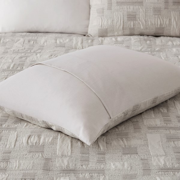 INK+IVY Cairo 3 Piece Cotton Jacquard Duvet Set in Ivory, King/Cal King II12-1333 - Image 4