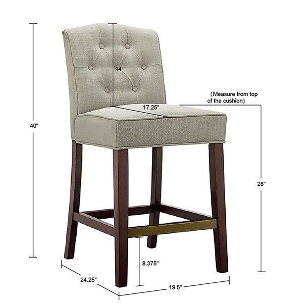 Madison Park Marian Tufted Counter Stool in Tan, One Size FPF20-0395 - Image 6