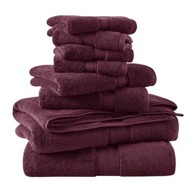 Madison Park Signature 800GSM 100% Cotton 8 Piece Towel Set in Burgundy, 8-Piece MPS73-471