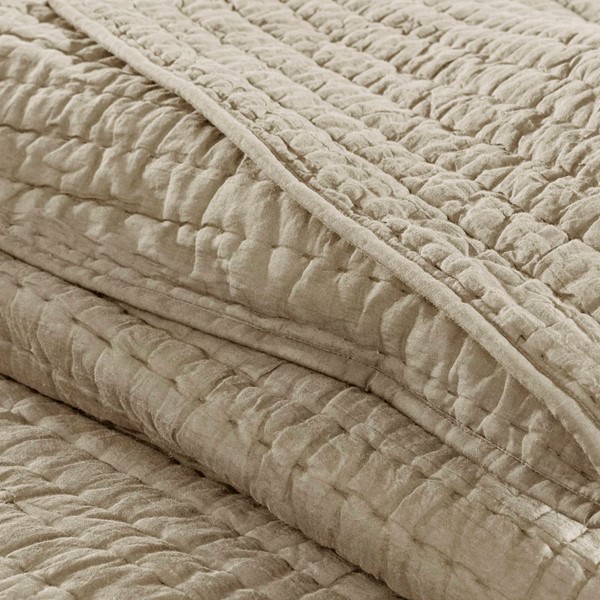 Madison Park Signature Serene 3 Piece Hand Quilted Cotton Quilt Set in Linen, Full/Queen MPS13-270 - Image 3