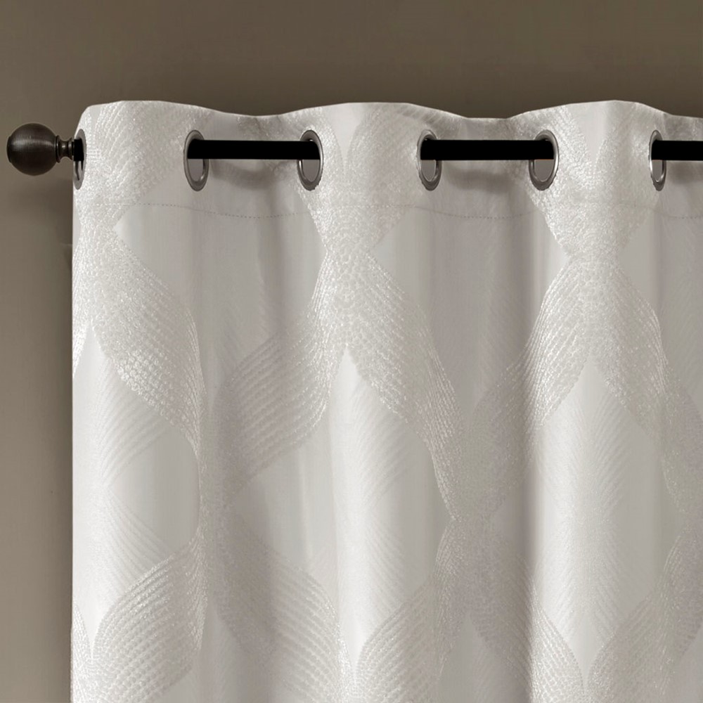 SunSmart Bentley Ogee Knitted Jacquard Total Blackout Curtain Panel in Ivory, 50x84" SS40-0059 - Image 3