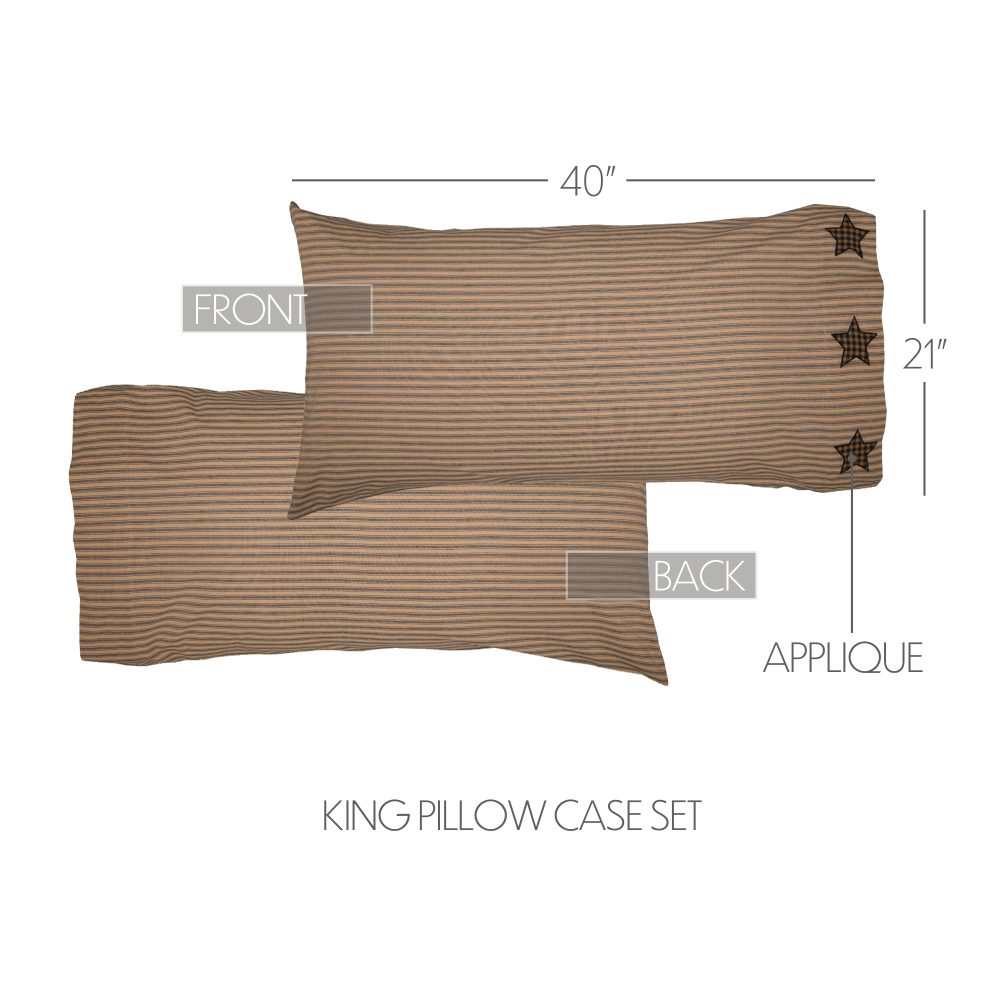 Farmhouse Star King Pillow Case w/Applique Star Set of 2 21x40 - Image 6