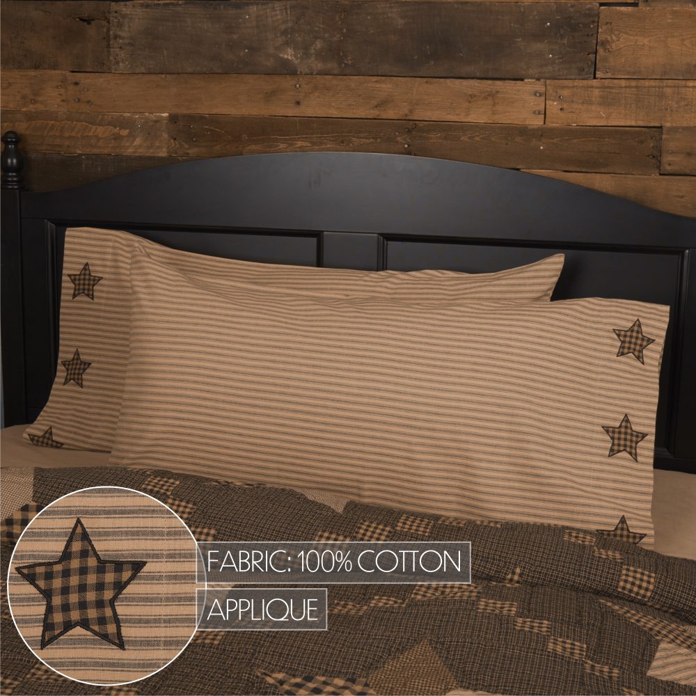 Farmhouse Star King Pillow Case w/Applique Star Set of 2 21x40 - Image 7