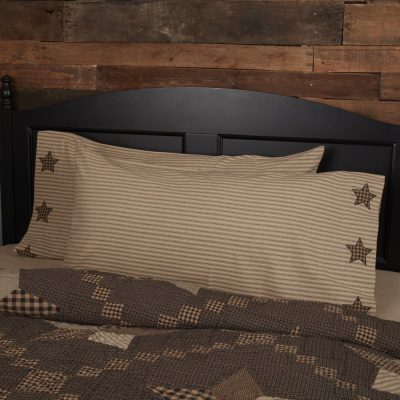 Farmhouse Star King Pillow Case w/Applique Star Set of 2 21x40