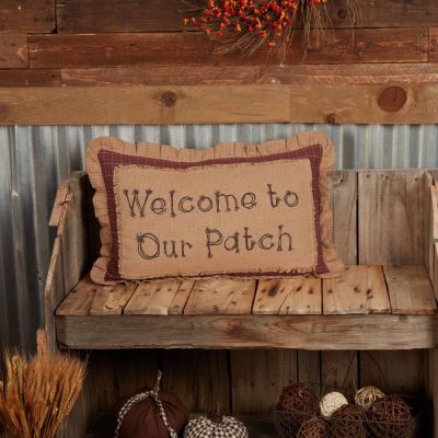 Landon Welcome to Our Patch Farmhouse Decorative Throw Pillow 14x22 Inch Autumn Fall Harvest Seasonal Accent Cushion