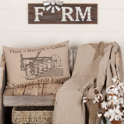 Sawyer Mill Farmhouse Rustic Charcoal Gray Plow Lumbar Throw Pillow 14x22 Decorative Accent