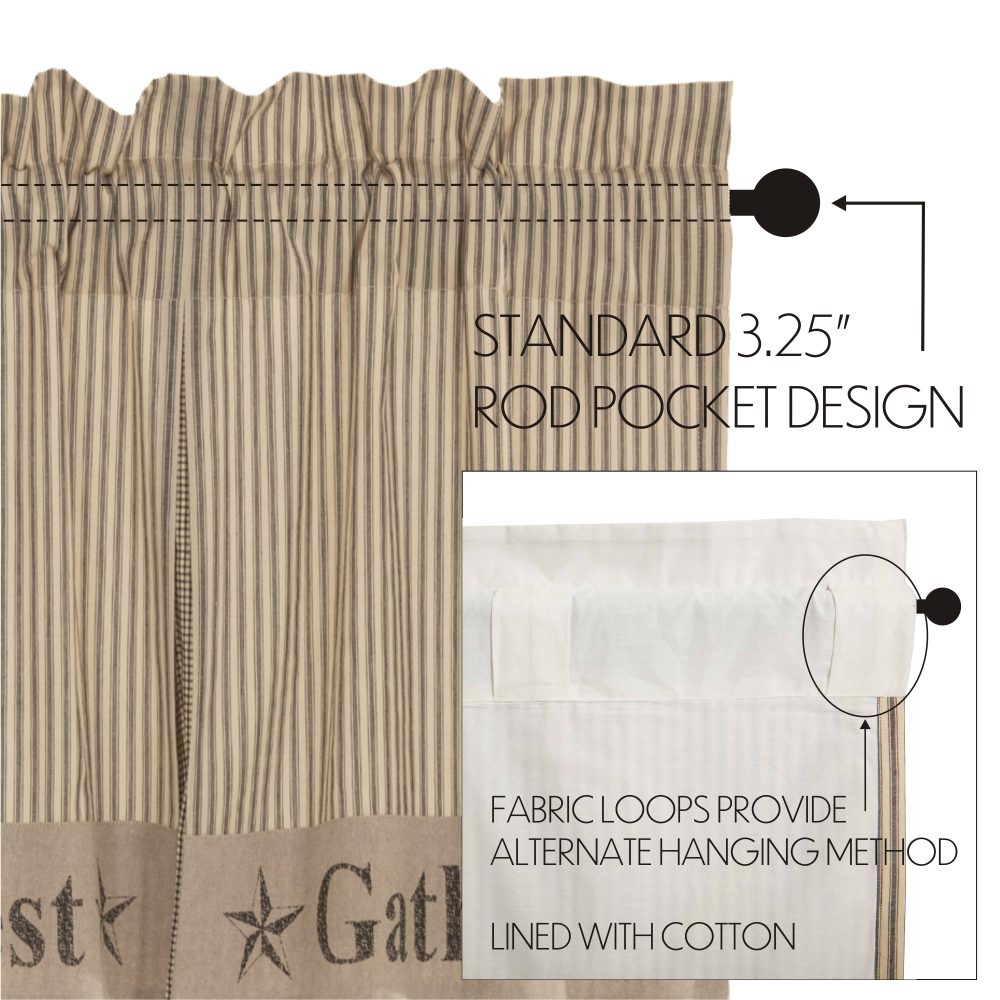 Sawyer Mill Farmhouse Rustic Charcoal Gray Gathered Rod Pocket Valance Window Topper 20x72 - Image 7