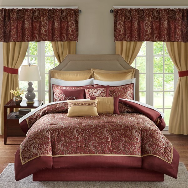 Madison Park Essentials Brystol 24 Piece Room in a Bag in Red, King MPE10-634 - Image 3