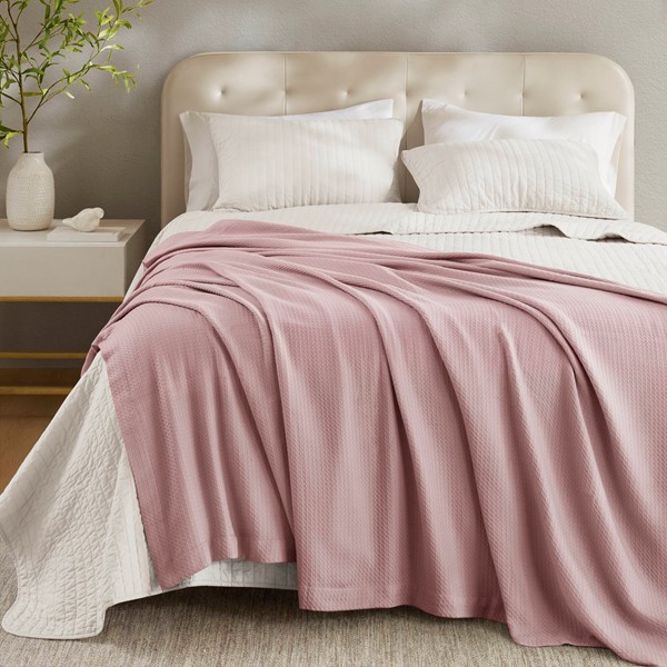 Madison Park 100% Certified Egyptian Cotton Blanket in Rose, Twin MP51N-6363 - Image 2