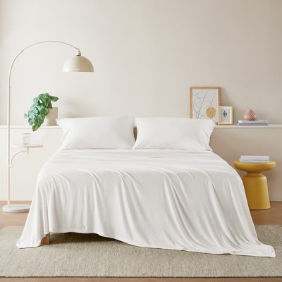 Intelligent Design Cotton Blend Jersey Knit All Season Sheet Set in White, Full ID20-689