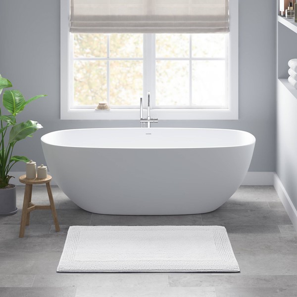 Madison Park Signature Splendor 100% Cotton Tufted 3000 GSM Reversible Bath Rug in White, 24x60" MPS72-557 - Image 3