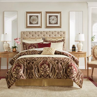 Croscill Classics Julius 4 Piece Comforter Set in Burgundy, Queen CCL10-0001
