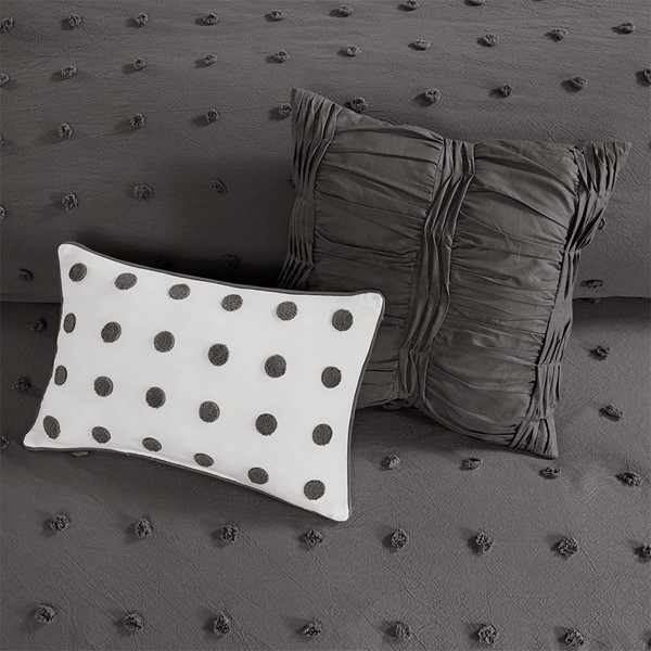 Urban Habitat Brooklyn Cotton Jacquard Comforter Set with Euro Shams and Throw Pillows in Charcoal, King/Cal King UH10-2257 - Image 4