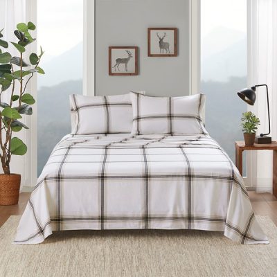 Woolrich Cotton Flannel Sheet Set in Tan Plaid, King WR20-3997