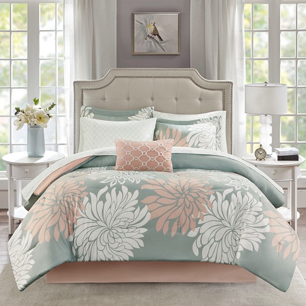 Madison Park Essentials Maible Comforter Set with Cotton Bed Sheets in Blush/Grey, Queen MPE10-861 - Image 2