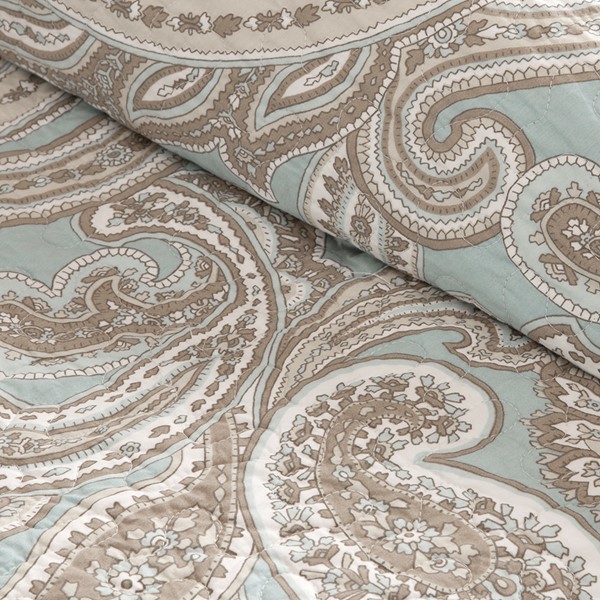 Madison Park Pure Ronan 4 Piece Cotton Quilt Set with Trhow Pillow in Blue, Full/Queen MPP13-049 - Image 3