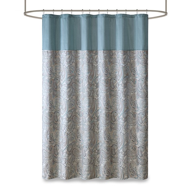 Madison Park Aubrey Jacquard Shower Curtain in Teal, 72x72" MP70-8320 - Image 3