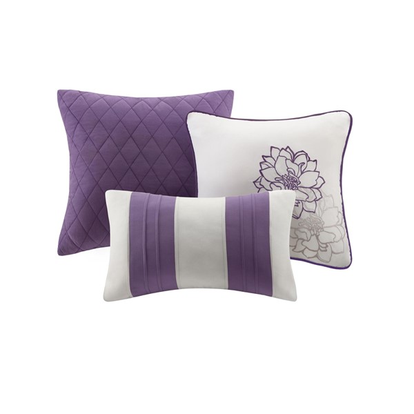 Madison Park Lola Printed Cotton Sateen Comforter Set in Taupe Grey/Purple, King MP10-258 - Image 3