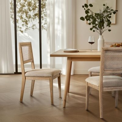 INK+IVY Kelly Rattan & Wood Dining Chair Set of 2 in Light Brown, Set of 2 II108-0364