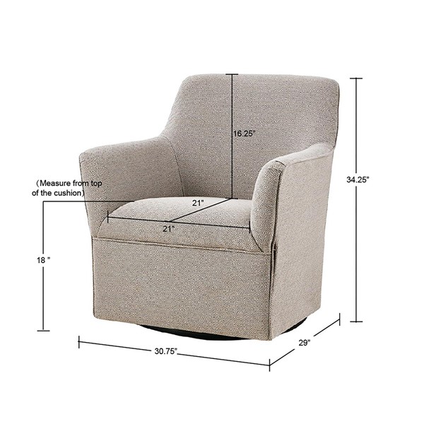 Madison Park Augustine Swivel Glider Chair in Grey/Taupe, One Size MP103-0825 - Image 5