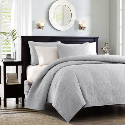 Madison Park Quebec Reversible Quilt Set in Grey, Twin/Twin XL MP13-2581