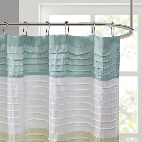 Madison Park Amherst Faux Silk Shower Curtain in Green, 72x72" MP70-418 - Image 4