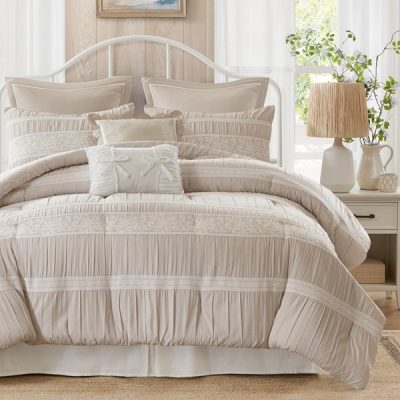 Madison Park Perryn Comforter Set in Neutral, Queen MP10-8933