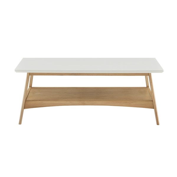 Madison Park Parker Mid-century Coffee Table with Storage Shelf in Off-White/Natural, One Size MP120-1063 - Image 6