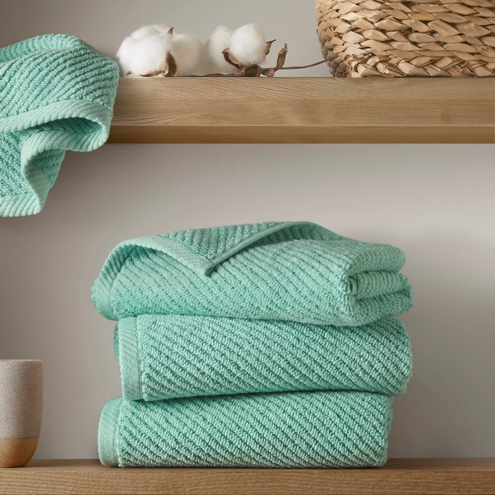 Madison Park Diagonal Ribbed in Turquoise, 4-Piece MP73-8861