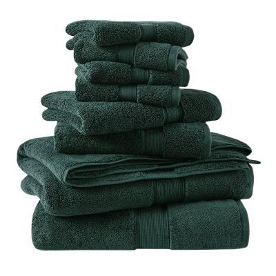 Madison Park Signature 800GSM 100% Cotton 8 Piece Towel Set in Dark Green, 8-Piece MPS73-423
