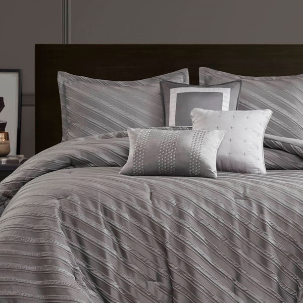 Madison Park Riva Comforter Set in Grey, Queen MP10-8644 - Image 3