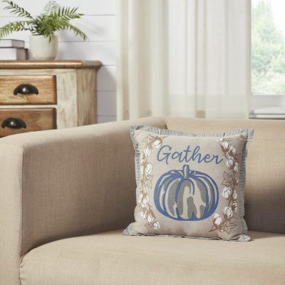 Ashmont Gathered Farmhouse Textured Accent Pillow 12x12 Inch