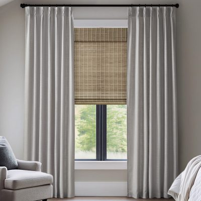 Madison Park Emery 300gsm poly linen with 7 pinch pleat per pc in Grey, 2-PK 40x102" MP40-8911