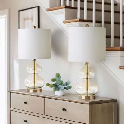 510 Design Ellipse Curved Gourd Glass Table Lamp, Set of 2 in Gold, Set of 2 5DS153-0014