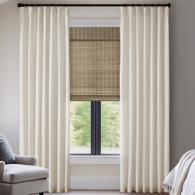 Madison Park Emery 300gsm poly linen with 7 pinch pleat per pc in Ivory, 2-PK 40x102" MP40-8905