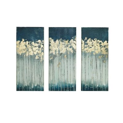 Madison Park Dewy Forest Gold Foil Abstract 3-piece Canvas Wall Art Set in Teal, Set of 3 MP95C-0009