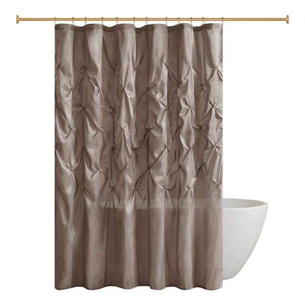 Madison Park Laurel Tufted Semi-Sheer Shower Curtain in Taupe, 72x72" MP70-438 - Image 5