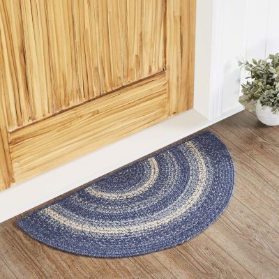 Great Falls Blue Jute Rug Half Circle 16.5x33