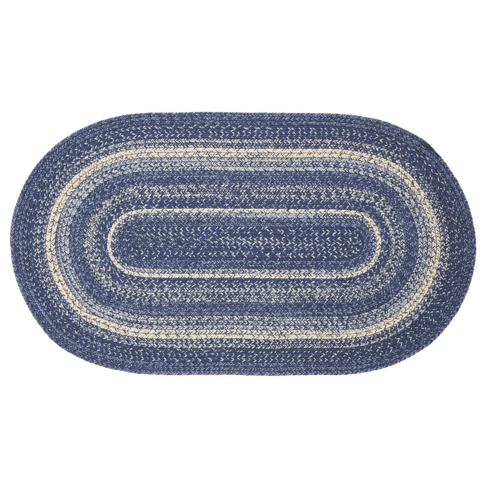 Great Falls Blue Jute Rug Oval w/ Pad 27x48 - Image 2