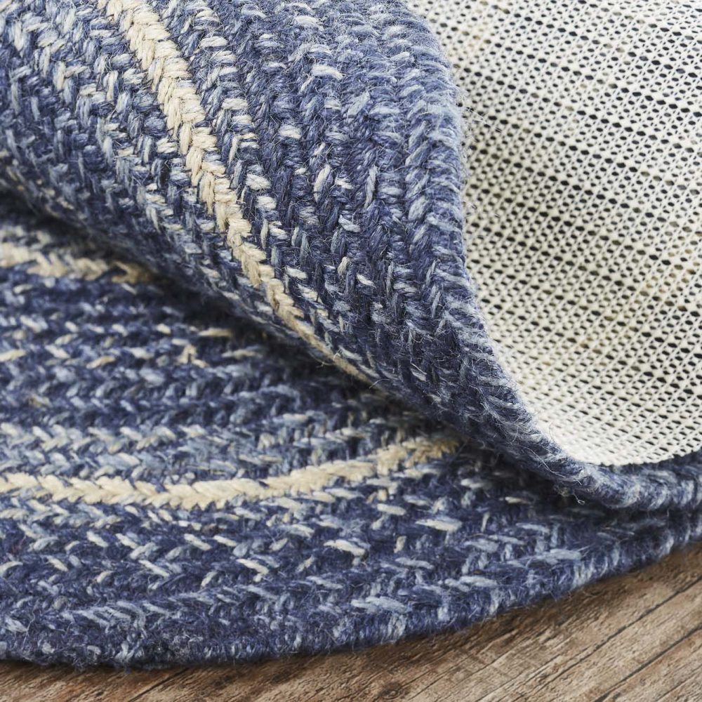 Great Falls Blue Jute Rug Oval w/ Pad 27x48 - Image 3