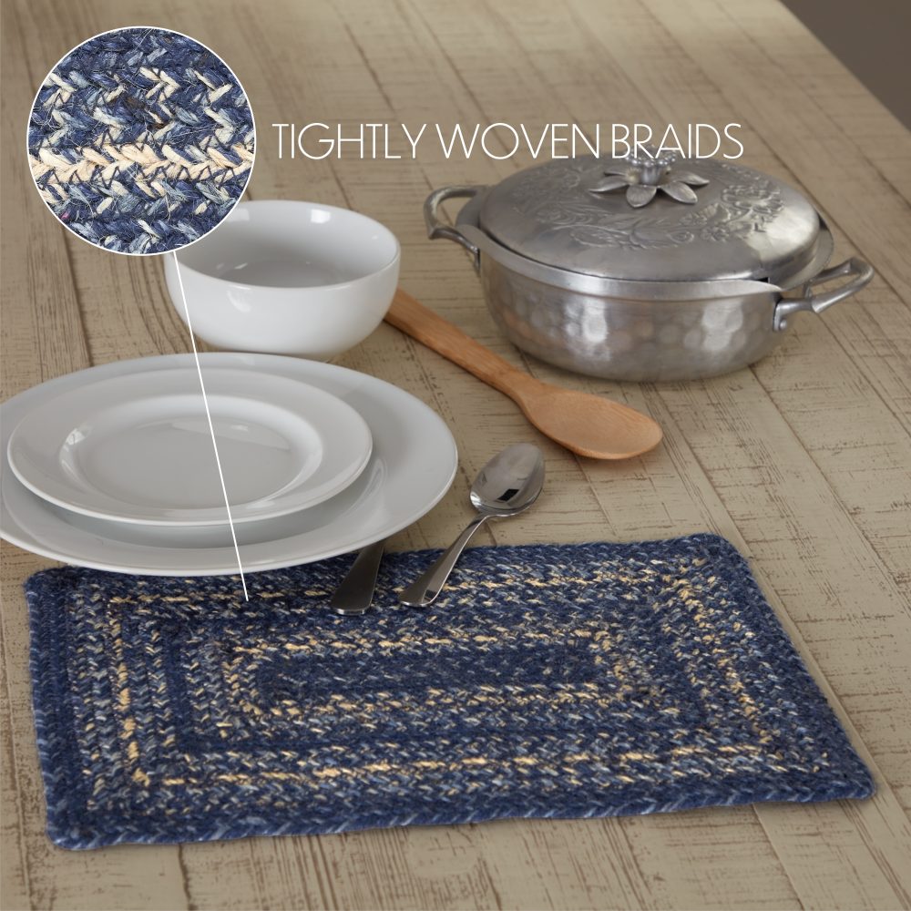 Great Falls Blue Jute Rect Placemat 10x15 - Image 4
