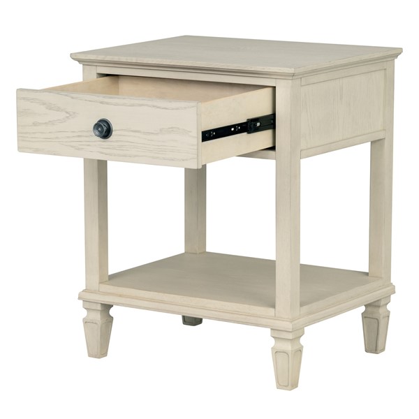 Madison Park Signature Victoria one-drawer wood bedside table with shelf in Antique Cream, One Size MPS136-0311 - Image 4