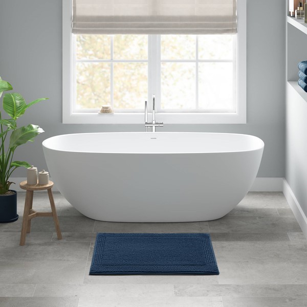 Madison Park Signature Splendor 100% Cotton Tufted 3000 GSM Reversible Bath Rug in Navy, 20x30" MPS72-579 - Image 2
