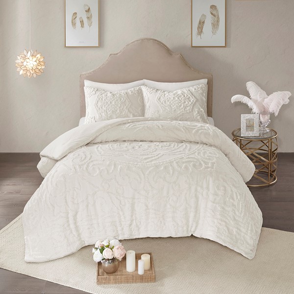 Madison Park Laetitia Tufted Cotton Chenille Medallion Comforter Set in Off-White, Twin/Twin XL MP10-6839 - Image 4