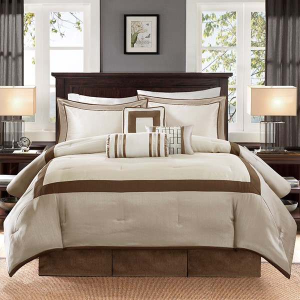 Madison Park Genevieve 7 Piece Comforter Set in Taupe/Brown, Queen MP10-6567 - Image 4