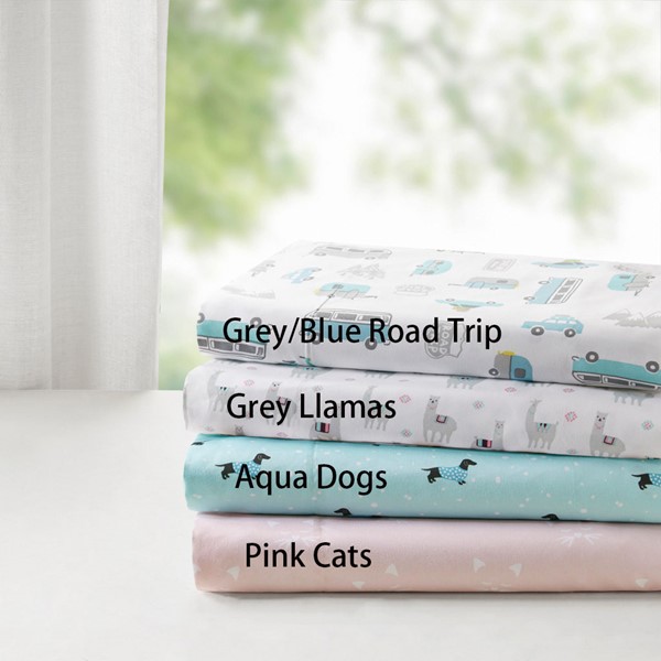 Intelligent Design Novelty Printed Sheet Set in Grey/Blue Road Trip, Queen ID20-1429 - Image 2